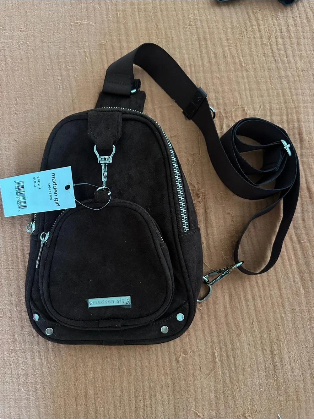Madden Girl Chocolate Brown Suede Mini Backpack